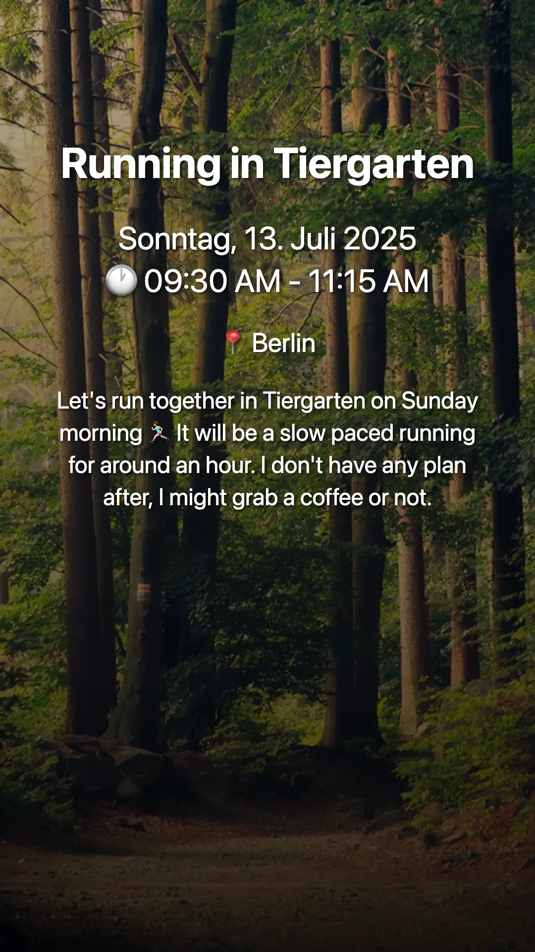 Running in Tiergarten activity image